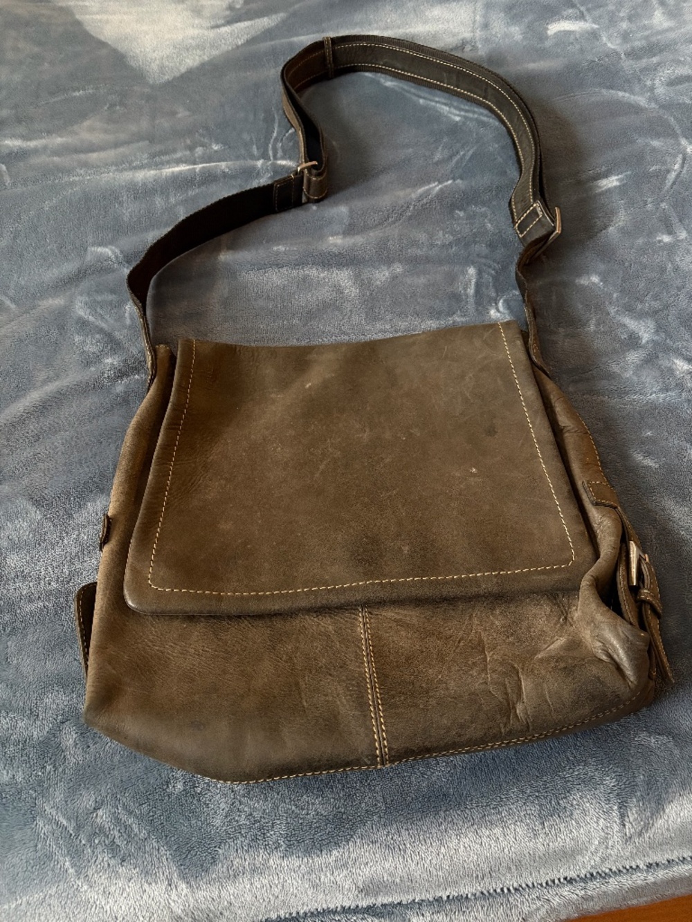 Dark Grey Leather Crossbody Ladies Handbag